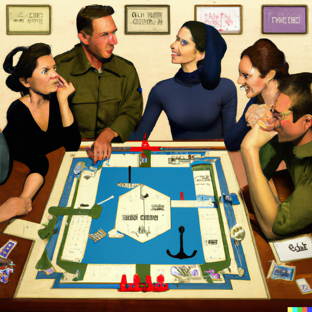 DALL·E-2023-02-05-08.34.09-A-group-of-male-and-female-friends-playing-a-board-game-as-cold-War-propaganda-poster