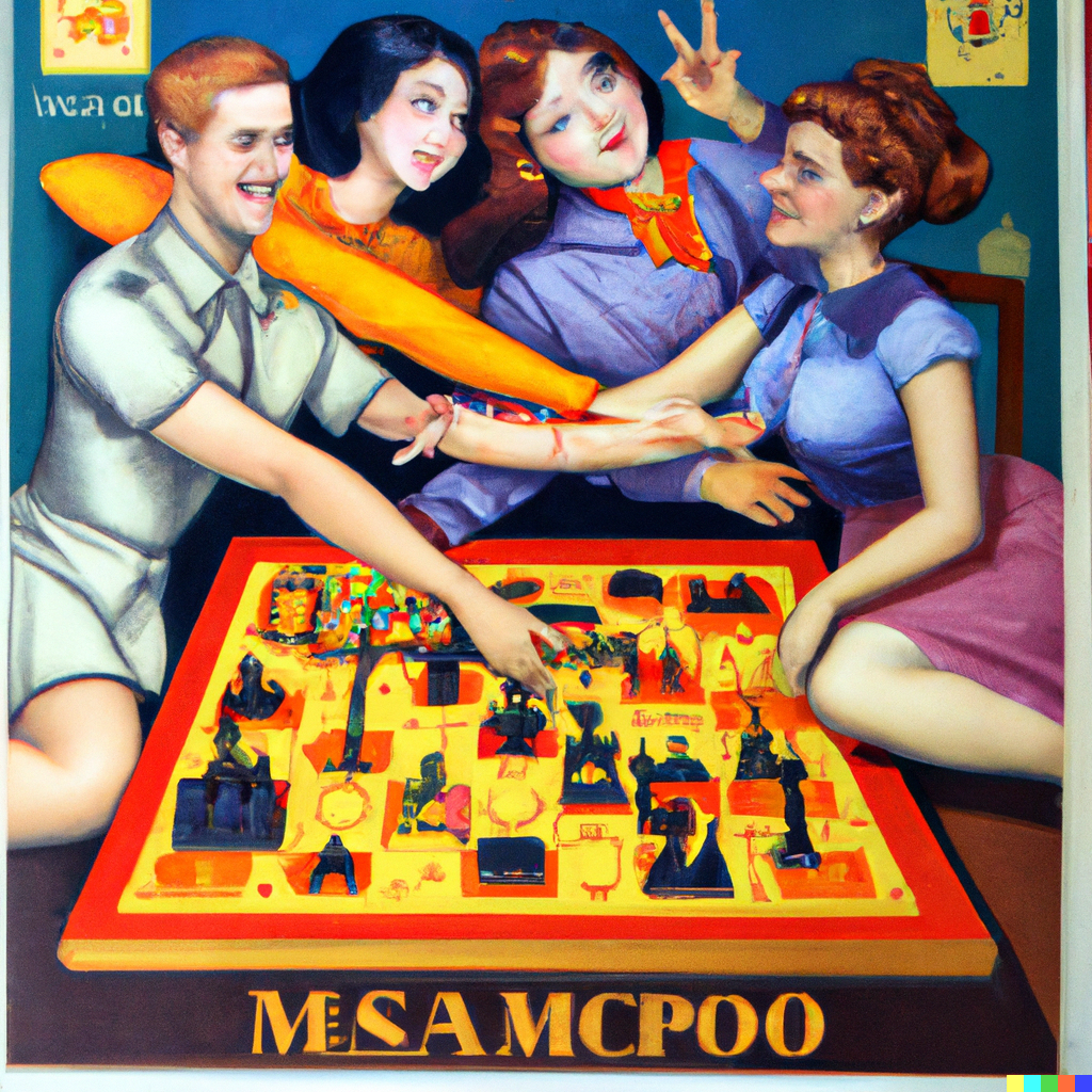 DALL·E-2023-02-05-09.53.42-A-soviet-propagande-of-a-group-of-male-and-female-friends-playing-a-board-game-